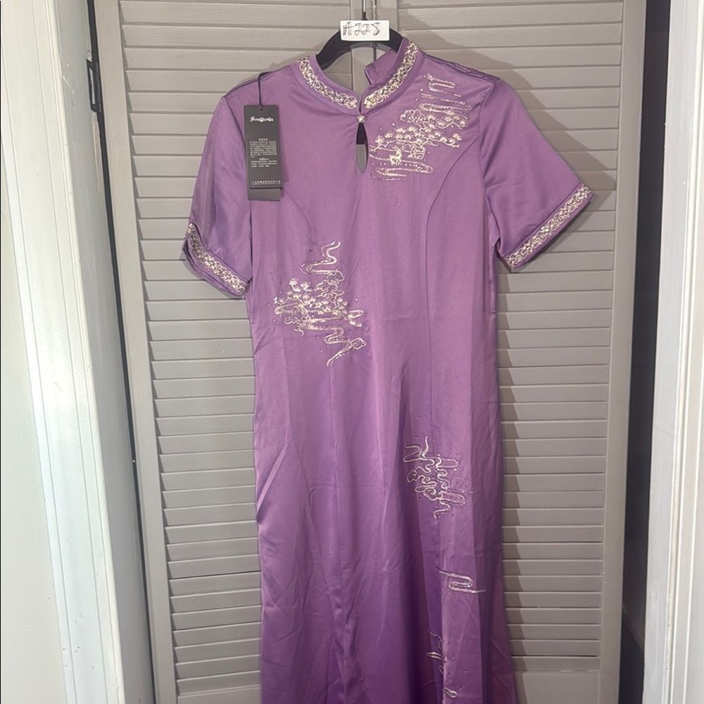 Elegant Purple Embroidered Dress